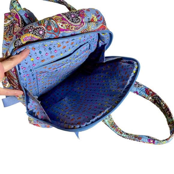 Vera Bradley Cotton Mini Totepack Backpack, Provence Paisley Blue Multicolor - Picture 6 of 10